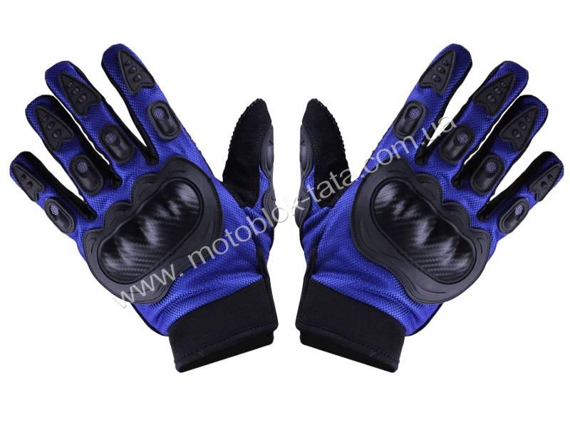 Мотоперчатки черные с синим текстиль size L MS06