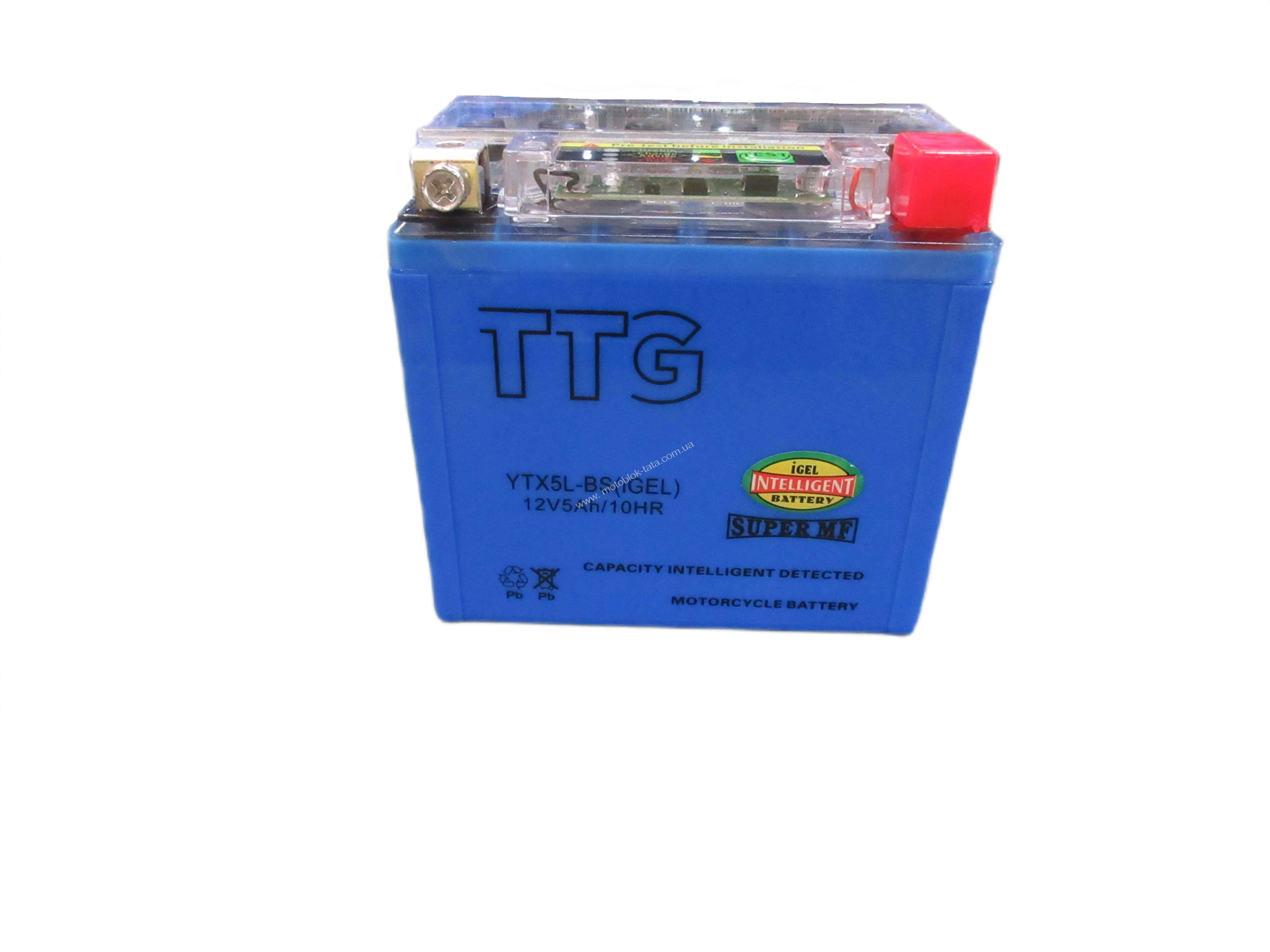 Акумулятор гелевий YTX5L-BS 5АH 113×70×106 мм синій, З ІНДИКАТОРОМ TTG - OUTDO