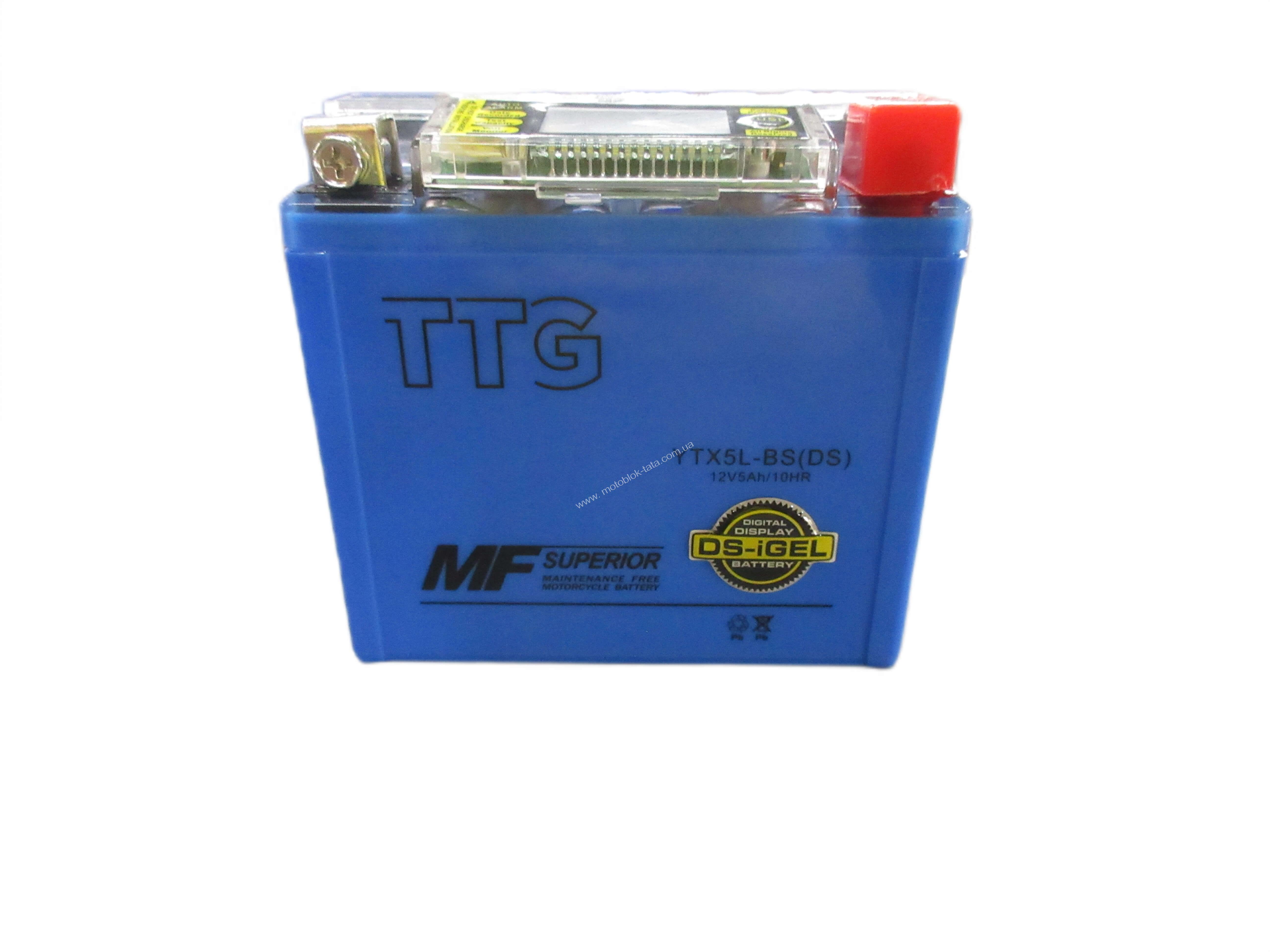 Акумулятор гелевий YTX5L-BS 5АH 113×70×106 мм синій, З ДИСПЛЕЄМ TTG - OUTDO