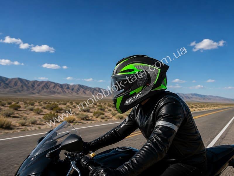 Шолом для мотоцикла, скутера 911 Phantom Racer TTG трансформер (чорний із зеленим, size M), изображение 8