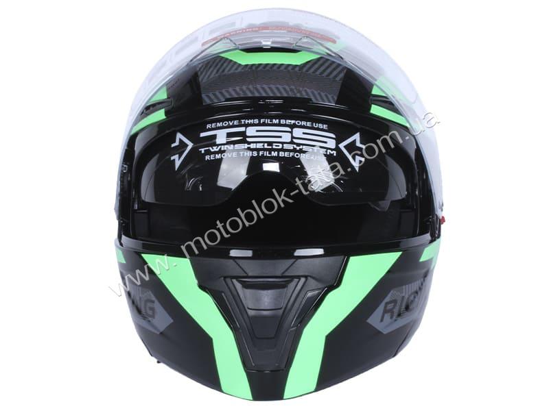 Шлем для мотоцикла, скутера 911 Phantom Racer TTG трансформер (черный с зелёным, size L), изображение 6