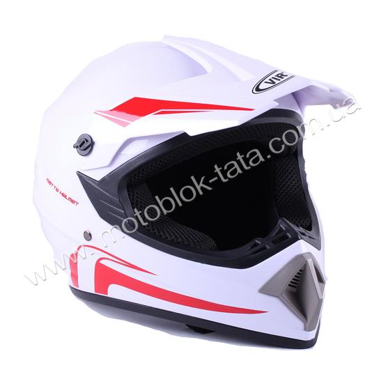 Шлем мотоциклетный кроссовый MD-905 VIRTUE (бело-красный, size M)