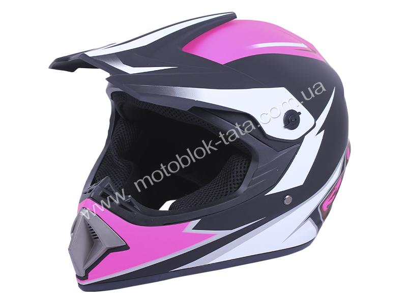 Шлем мотоциклетный кроссовый MD-905 VIRTUE (черно-малиновый, size S)