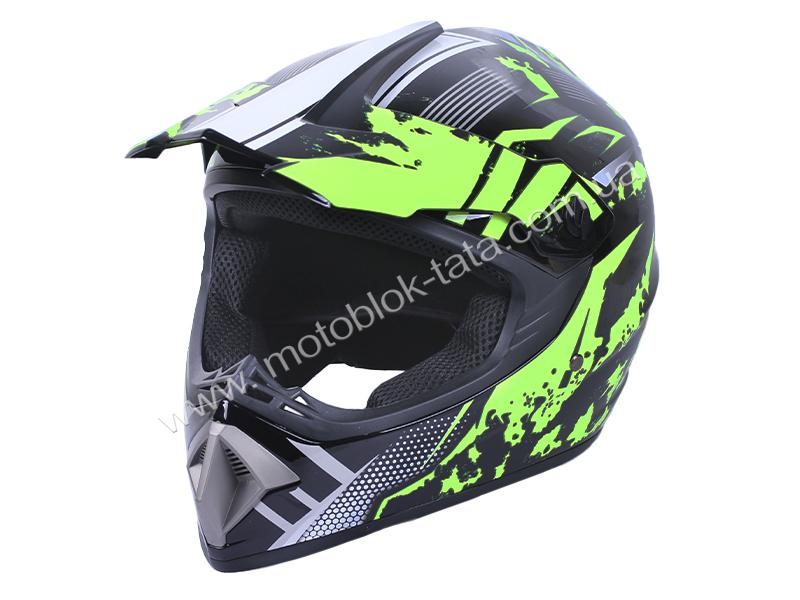 Шлем мотоциклетный кроссовый MD-905 VIRTUE (черно-салатовый, size L)