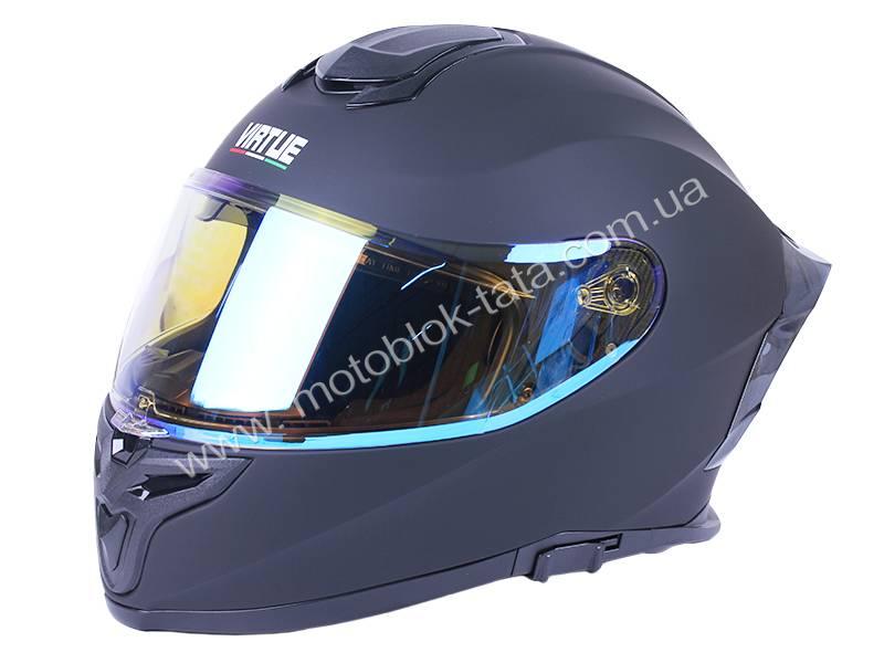 Шлем мотоциклетный кроссовый MD-820-1 VIRTUE (черный матовый, стекло синий хамелеон, size M)