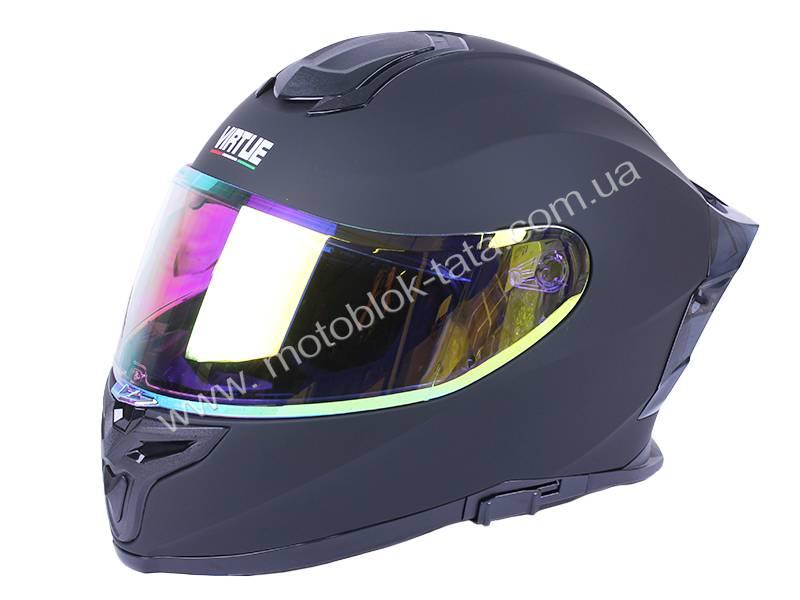 Шлем мотоциклетный кроссовый MD-820-1 VIRTUE (черный матовый,  стекло желтый хамелеон, size XS)