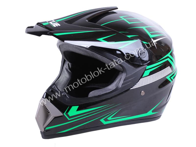 Шлем мотоциклетный кроссовый MD-905 VIRTUE (черно-зеленый, size S)