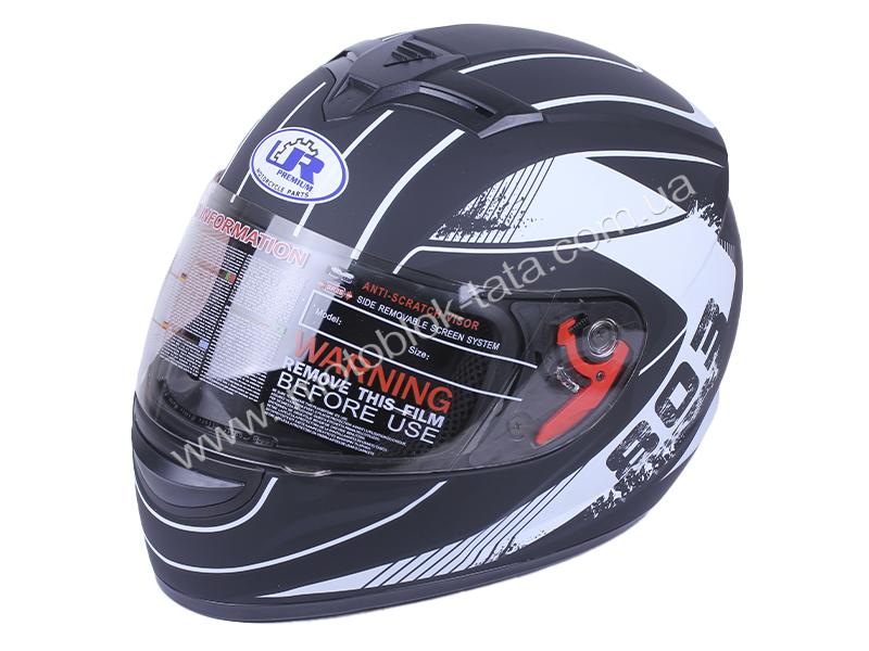 Шлем мотоциклетный закрытый VIRTUE MD-903 (черный с белым матовый, size L)