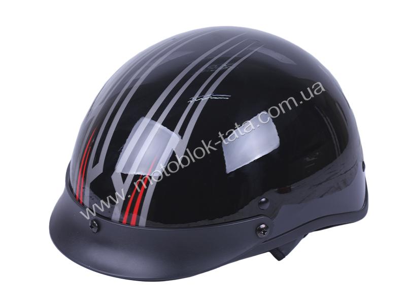 Шлем каска мотоциклетный MD-513 ТАТА (черный глянцевый, size L)