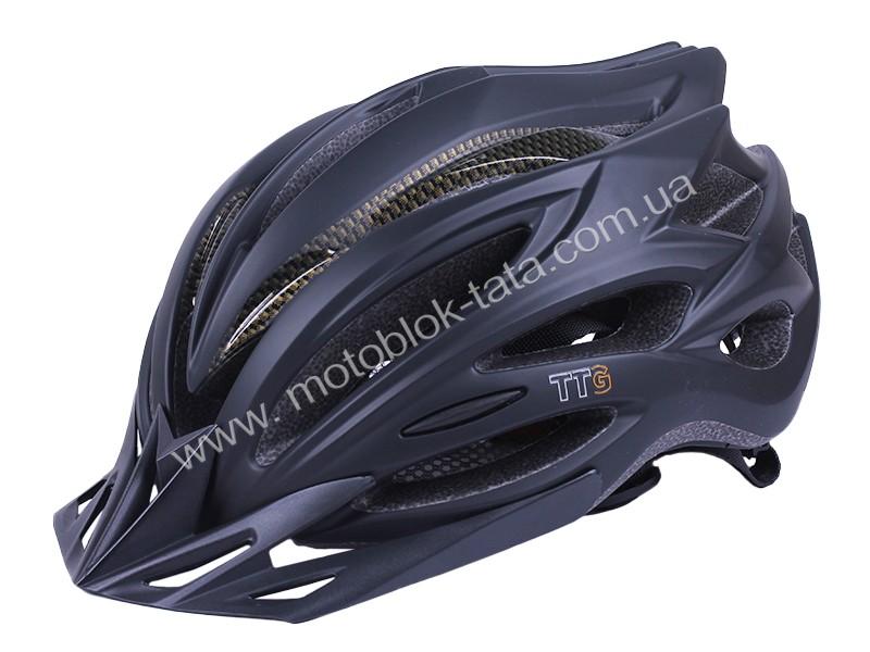 Шлем велосипедный H-093 TTG с черным козырьком, габаритным фонарем (черный, size L)